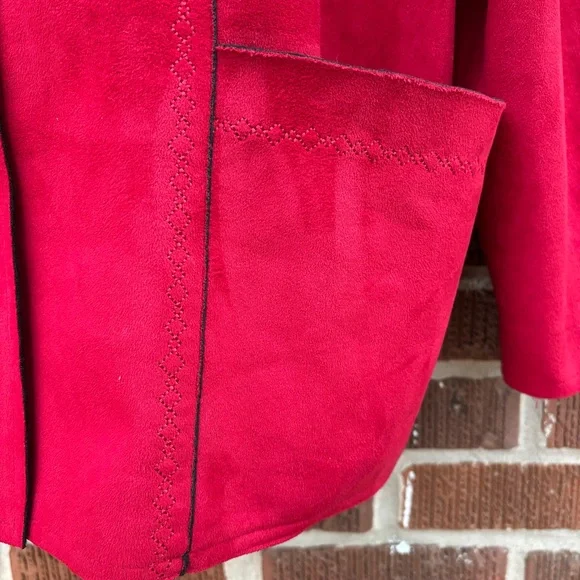Vintage Alfred Dunner Women’s Sz 16W Red Faux Suede Fleece interior Jacket - Picture 8 of 10